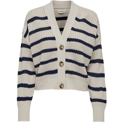 Only Onlcarolnice Cardigan da Donna Knt Noos Cardigan, Pumice Stone/Stripes:Navy Blazer, XL Only Onlcarolnice Cardigan da Donna Knt Noos Cardigan, Pumice Stone/Stripes:Navy Blazer, XL