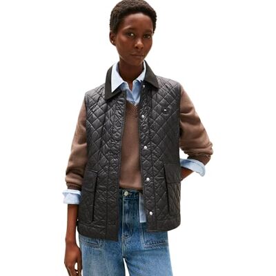 Tommy Hilfiger Donna Gilet Padded Nylon Slim Quilted Imbottito, Nero (Black), XL Tommy Hilfiger Donna Gilet Padded Nylon Slim Quilted Imbottito, Nero (Black), XL