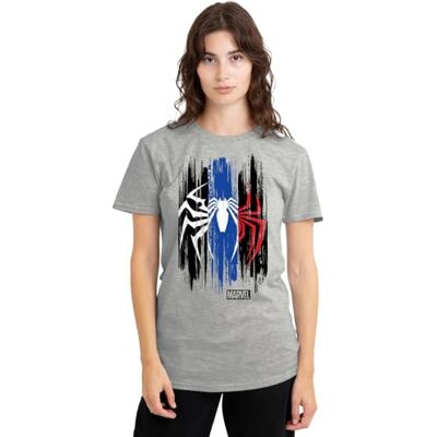 Marvel Spiderman 2 Gamerverse Spider Stripes Ladies T Shirt, Athletic Heather T-Shirt Donna (Pacco da 1) Marvel Spiderman 2 Gamerverse Spider Stripes Ladies T Shirt, Athletic Heather T-Shirt Donna (Pacco da 1)