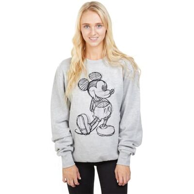 Disney Felpa da Donna Mickey Mouse Sketch, Grigia, 8 UK Disney Felpa da Donna Mickey Mouse Sketch, Grigia, 8 UK