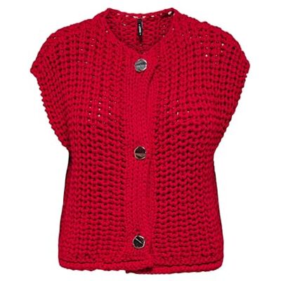 Only Onlchloe Ls Rib Button Vest Knt, Salsa, XS Only Onlchloe Ls Rib Button Vest Knt, Salsa, XS