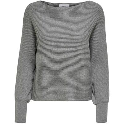 Only Female Maglione a Maglia Corto, Melange Grigio Medio, XS Only Female Maglione a Maglia Corto, Melange Grigio Medio, XS