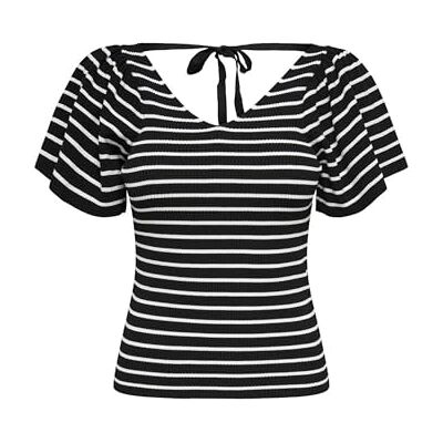 Only Onlleelo Stripe S Back V-Collo Knt Noos, Nero, M Only Onlleelo Stripe S Back V-Collo Knt Noos, Nero, M