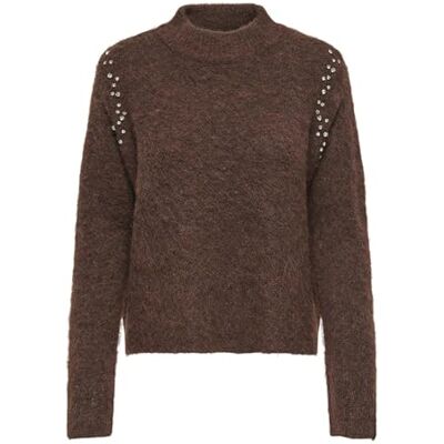 Only Onlrina Life LS Rhinestone Collo Alto Knt, Cioccolato, M Only Onlrina Life LS Rhinestone Collo Alto Knt, Cioccolato, M