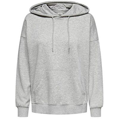 Only Donna ONLFEEL Life L/S Hood Swt Noos Felpa con Cappuccio, Light Grey Melange, XS Only Donna ONLFEEL Life L/S Hood Swt Noos Felpa con Cappuccio, Light Grey Melange, XS