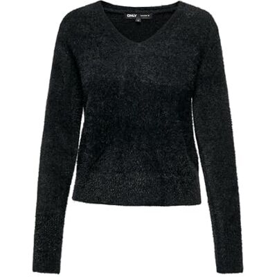 Only Felpa da Donna ONLELLA PIUMO L/S con Scollo a V CC Knt, Nero, XL Only Felpa da Donna ONLELLA PIUMO L/S con Scollo a V CC Knt, Nero, XL