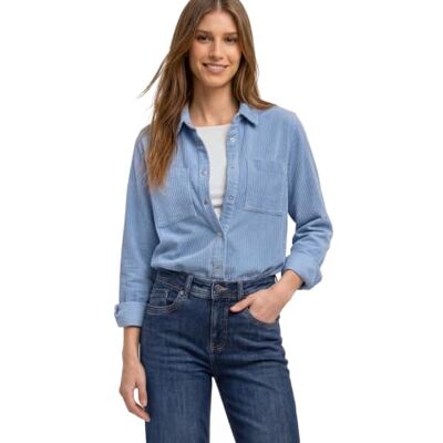 Street One Camicia da Donna a Maniche Lunghe in Velluto a Coste con Bottoni 3413517, Blu (Northern Blue), 52 Street One Camicia da Donna a Maniche Lunghe in Velluto a Coste con Bottoni 3413517, Blu (Northern Blue), 52