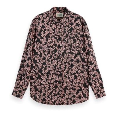Scotch & Soda Stampa Relaxed Fit Shirt, Nieuw Blossom Print Dusty Red 646, 46 Scotch & Soda Stampa Relaxed Fit Shirt, Nieuw Blossom Print Dusty Red 646, 46