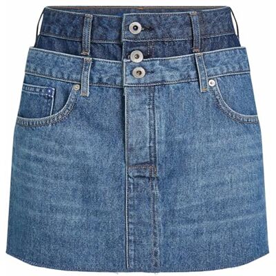Lagerfeld Jeans Donna Denim Double Mini Skirt Mid Blue Blocked M Lagerfeld Jeans Donna Denim Double Mini Skirt Mid Blue Blocked M