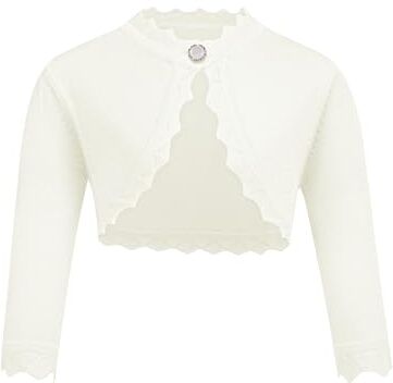 trudge Basic Bolero Giacca a maniche lunghe, da bambina, per battesimo, colore: bianco / blu navy / nero / rosa / rosso bianco 130 cm