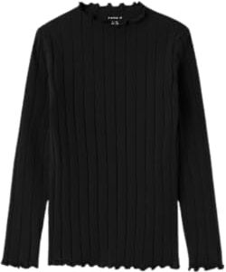 NAME IT Nkfnoline LS Slim Top Noos Maglietta a Maniche Lunghe, Nero, 116 Bambina