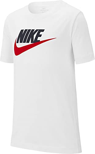 Nike Futura Icon Td, Maglietta A Maniche Corte Unisex Bambini E Ragazzi, Bianco (White/Obsidian/University Red), 158