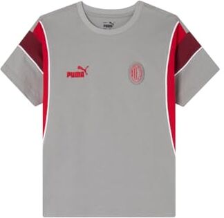 AC Milan T-shirt Ftbl Archive, Bambini e Ragazzi, Unisex, Concrete Gray Tango Red, 8 anni