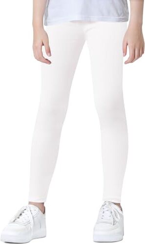 Domee Leggings Cotone Sportivo Lunghi Leggins Pantaloni Bambina Bianco 6-7 Anni (Dimensione Etichetta 130)