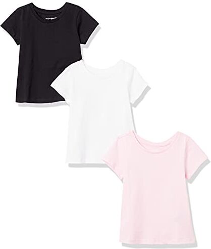 Amazon Essentials T-Shirt a Maniche Corte (precedentemente Spotted Zebra) Bambine e Ragazze, Pacco da 3, Bianco/Nero/Rosa, 2 Anni