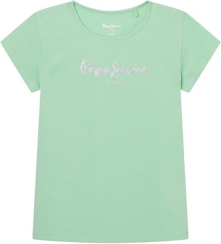 Pepe Jeans Hana Glitter, T-shirt Bambine e ragazze, Verde (Acid Menta Green),14 anni