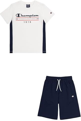 Champion Legacy Graphic Shop B Since 1919 Crewneck T-shirt & Shorts Completo, Bianco/Blu Marino, 3-4 anni Bambini e ragazzi SS24