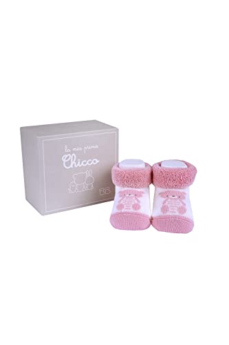 Chicco Scatola con babbucce, Calze Unisex 0-24, Rosa, taglia unica