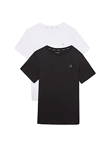 Calvin Klein T-shirt Maniche Corte Uomo Confezione da 2 Scollo Rotondo, Multicolore (White/Black), 12-14 Anni
