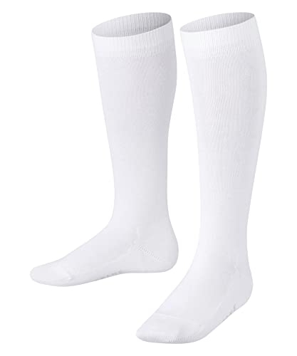 Falke Family K KH cotone sostenibile al ginocchio tinta unita 1 paio, Calzini lunghi Unisex Bambini, Bianco (White 2000) nuovo ecologico, 31-34