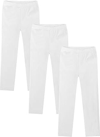 JOPHY & CO. Leggings Corti/Lunghi Bambina Cotone Vita Elastica (cod. 9750) (4 Anni, Bianco Lungo 3 Pezzi)