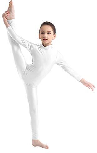 Freebily Body Ginnastica Artistica Bambina Maniche Lunghe Ballerina Vestito Danza Classica Balletto Tuta Sportiva Invernale Jumpsuit Pagliaccetto Tutine Dancewear Avorio 7-8 anni