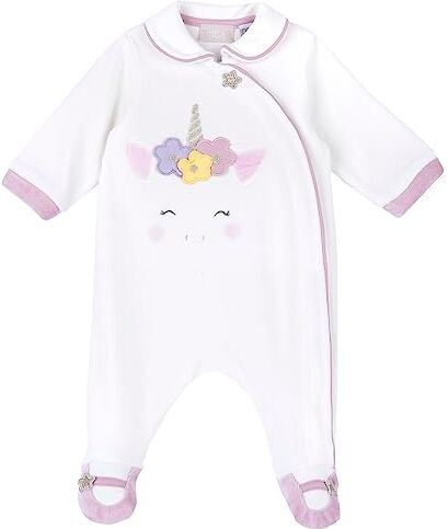 Chicco , Tutina unicorno in ciniglia con piedino, Bimba 0-24, Bianco (701), 3 mesi