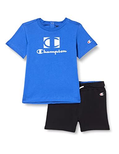 Champion Legacy American Tape-Graphic S/S T-Shirt & Bermuda Completo, (Blu Cobalto/Nero), 18 Mesi Bimbo