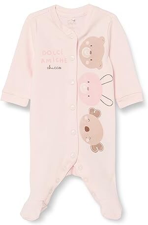 Chicco , Tutina in cotone con piedino, Bimba 0-24, Rosa (921), 3 mesi