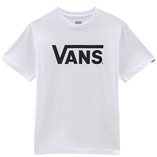Vans Classic T-Shirt, White-Black, M Unisex-Bambini