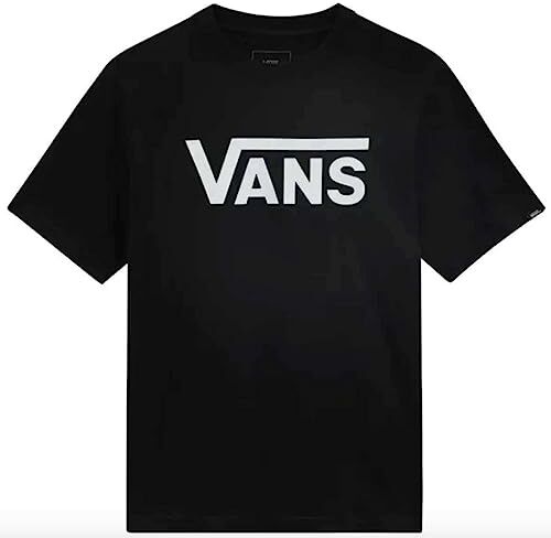 Vans Classic T-Shirt, Black-White, S Unisex-Bambini