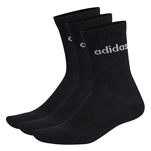 Adidas Linear Crew Cushioned 3 Pairs Calze Medie, Black/White, XL