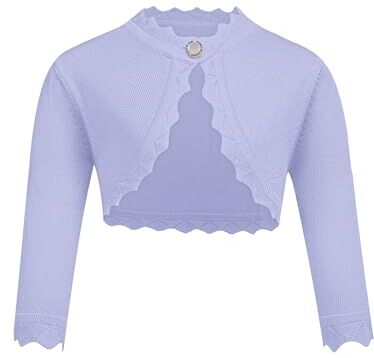 trudge Ragazze Bolero Giacca Cardigan a Maniche Lunghe Coprispalle per Bambini Elegante Giacca a Spalla Festiva Cardigan Corto Primaverile con Bottoni Viola 9-10 Anni