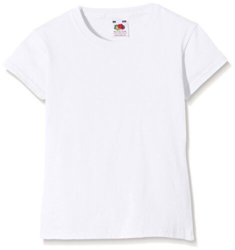 Fruit of the Loom Valueweight, T-Shirt Bambina, Bianco, 5-6 anni (Dimensioni Produttore:26)