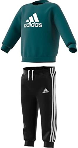 Adidas I BOS Jog FT, Tutina per Bambino e Neonato Unisex-Bimbi 0-24, Top:Legacy Teal/White Bottom:Black/White, 1218