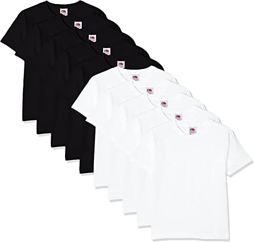 Fruit of the Loom Kids 10 Pack T-Shirt, Multicolore (Bianco/Nero/), 5-6 Anni (Pacco da 10) Bambino