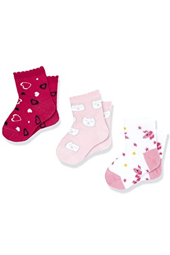 Chicco Set calze corte in cotone, Calze Unisex Bambini e Ragazzi, Bianco / Rosa, 5-6 anni (pacco da 3)