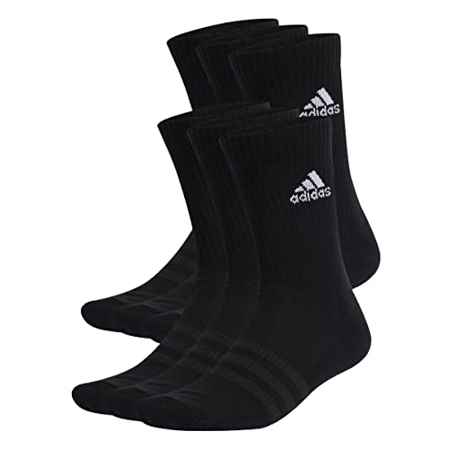 Adidas Cushioned Sportswear Crew 6 Pairs Socks Calzini, Black/White, S Unisex Bambini e ragazzi (Pacco da 6)