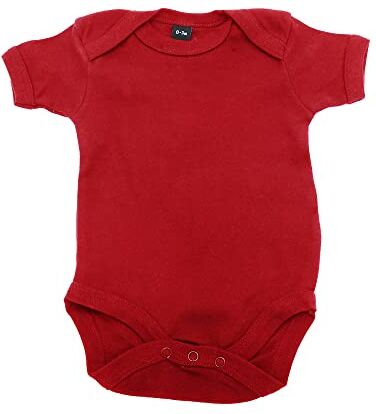 Babybugz Body per Neonato Manica Corta in Vari Colori Disponibili (12-18 mesi) (Rosso)