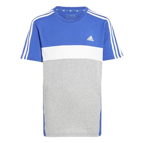 Adidas Unisex Kids Tiberio 3-Stripes Colorblock Cotton Kids Short Sleeve T-Shirt