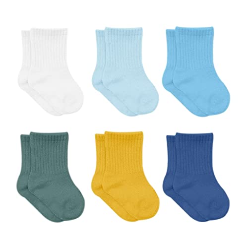 bistyle Cotone 6 paia di calzini per neonati da 0 a 3 mesi a 2 – 3 anni   calzini profumati per bambini   calzini per bambini, turchese, 6-12 Mesi