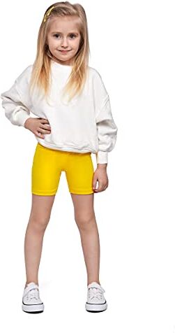 SOFTSAIL Leggings Ragazze in Cotone al 95% Leggings Vita Alta Corti Totale Legging Pantaloni Elastici Tempo Libero Relax Passeggiata Giallo 8-9 Anni