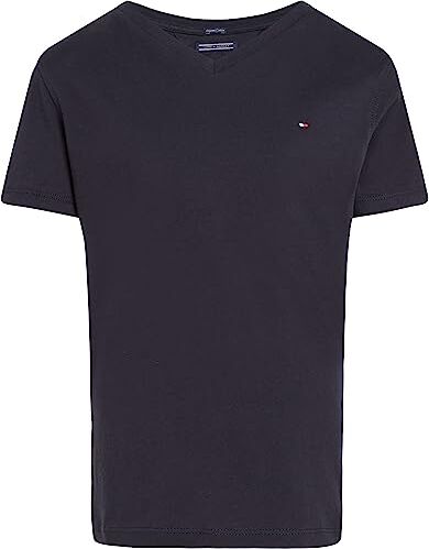 Tommy Hilfiger T-shirt Maniche Corte Bambino Scollo a V, Blu (Sky Captain), 14 Anni