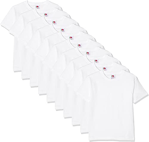 Fruit of the Loom Kids 10 Pack T-Shirt, Bianco, 14-15 Anni (Pacco da 10) Bambino