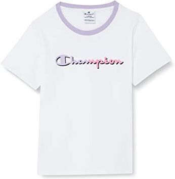 Champion Legacy C-Color-Logo S/S T-Shirt, Bianco, 13-14 Anni Bambine e Ragazze