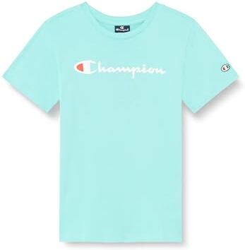 Champion Legacy Icons B S/S Crewneck T-Shirt, Verde Acquamarina, 11-12 Anni Bambini e Ragazzi SS24