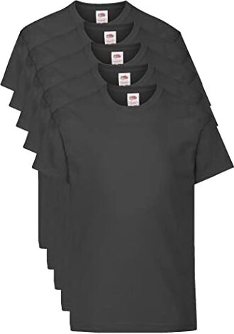 Fruit of the Loom T Originale Shirt, Nero, 9-11 Anni (Pacco da 5) Unisex-Bambini e Ragazzi