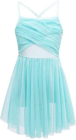 iEFiEL Vestito da Balletto Bambina Ragazze Leotard Body Dancewear Ginnastica Danza Classica in Chiffon Senza Manica Aderente Gonna Allenamento Ballo Elegante 4-12 Anni Menta verde 6 anni