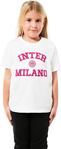 Inter T-Shirt Bambina, Prodotto Ufficiale, Collezione Back to Stadium, Bianco, 8 anni