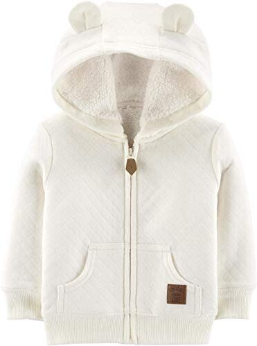 Simple Joys by Carter's Hooded Sweater Jacket with Sherpa Lining Giacca in Pile, Avena, 24 Mesi Unisex-Bimbi